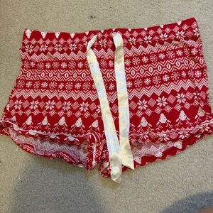 Red Patterned Women's Shorts